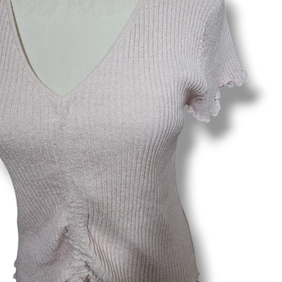 Fate Fitted Y2K Vibes Ribbed Pale Pink Top - Picture 4 of 5